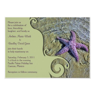 Starfish Destination or Beach Wedding Invitation