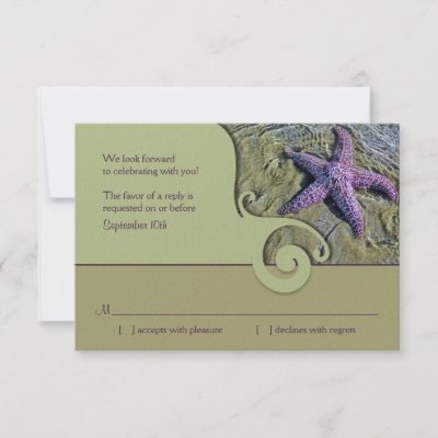 Starfish Destination Wedding RSVP Reply Card Personalized Announcements by 