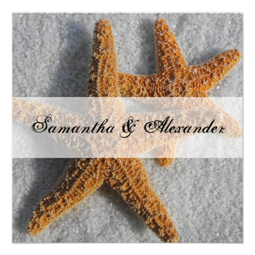 Starfish Duo in the Sand, Beach Wedding Square Personalized Invite