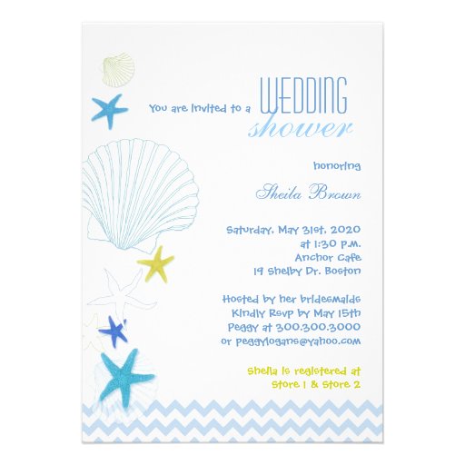 Starfish Garden Chevron Bridal Shower Invitations