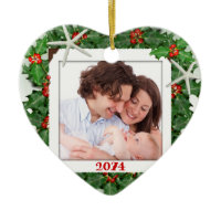 Starfish Heart Family Photo Christmas Ornament