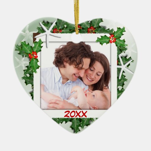 Starfish Heart Family Photo Christmas Ornament