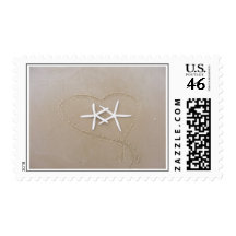 Starfish in Heart Postage Stamps