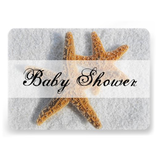 Starfish in Sand Beach Theme Baby Shower Personalized Announcement