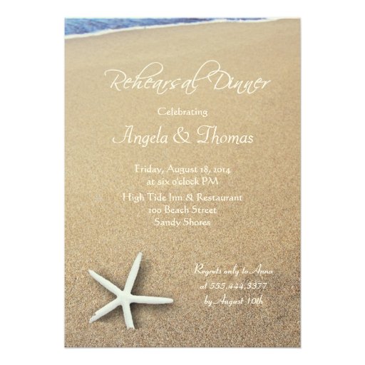 Starfish in Sand, Rehearsal Dinner Invitation