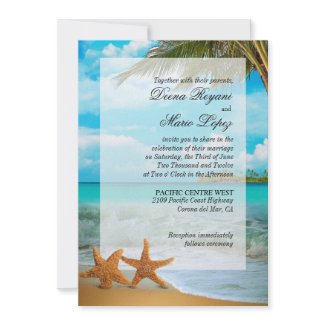 Starfish Lovers Faux Vellum Overlay Embellishment zazzle_invitation