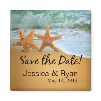 Starfish Lovers on the Beach Save the Date zazzle_magnet