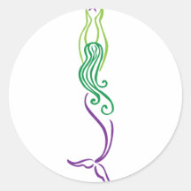 Starfish Mermaid Round Stickers