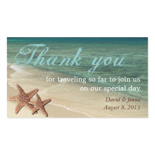Starfish Ocean Thank You Tag Business Card Template (front side)