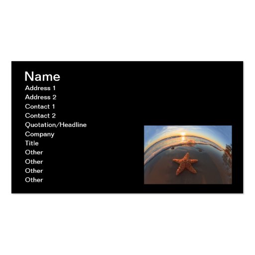 Starfish on Beach at Sunset Business Card Templates (front side)