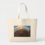 Starfish on Beach at Sunset Tote Bag