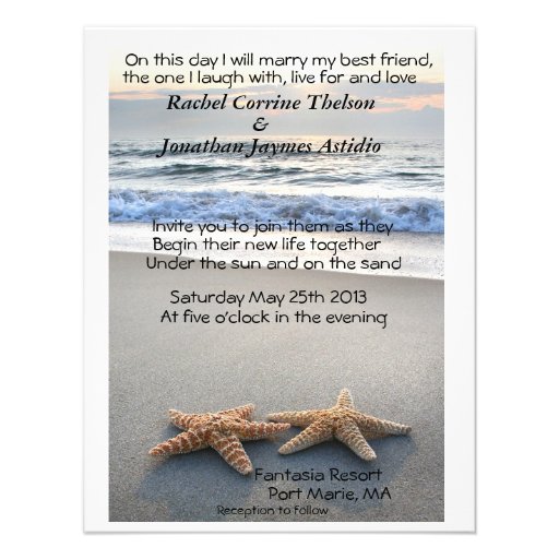 Starfish on Beach sand wedding Invitation
