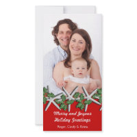 Starfish on Red, Vertical Christmas Photo Card