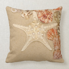 Starfish on Sand Throw Pillow