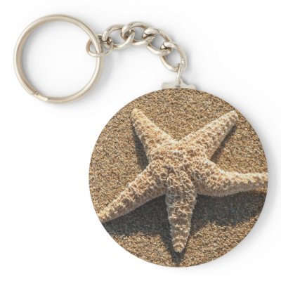 Starfish on the beach key chain