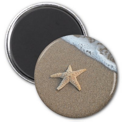 Starfish on the beach refrigerator magnet