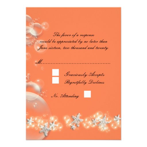 Starfish orange blue white wedding custom announcement