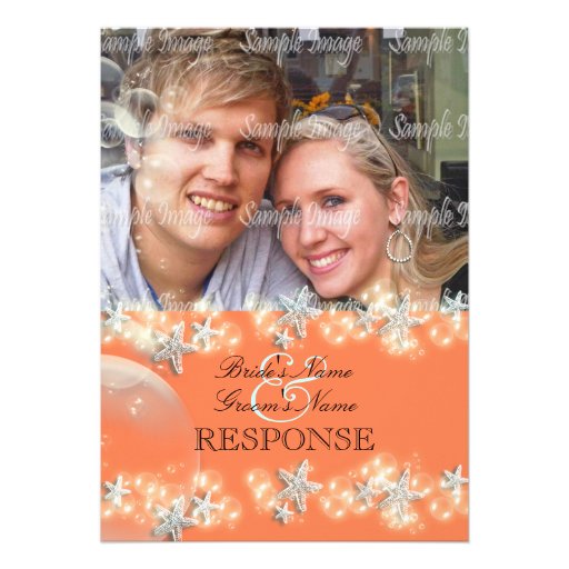 Starfish orange blue white wedding custom announcement