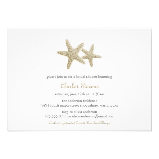 Starfish Pair Shower/Party Invitation