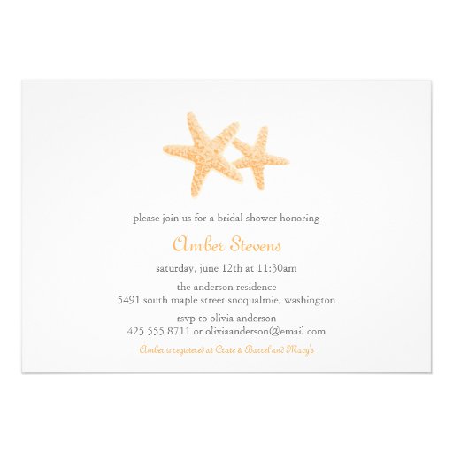 Starfish Pair Shower/Party Invitation