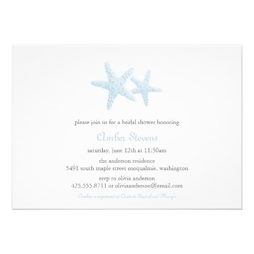 Starfish Pair Shower/Party Invitation