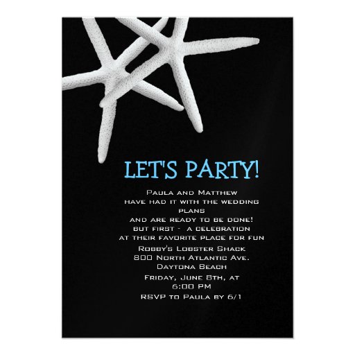 Starfish Party Fun Rehearsal Dinner Invitation