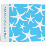Starfish Pattern, Bright Turquoise Blue and White. Vinyl Binders