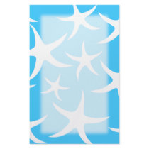 Starfish Pattern, Bright Turquoise Blue and White. Stationery Design