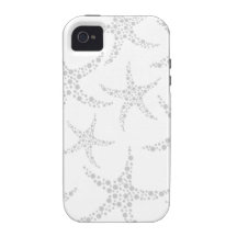 Starfish Pattern in Light Gray and White Case-Mate iPhone 4 Case