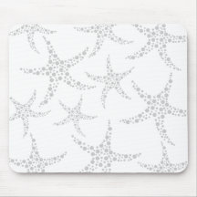 Starfish Pattern in Light Gray and White Mousepad