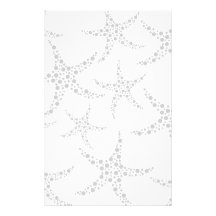 Starfish Pattern in Light Gray and White Stationery Paper