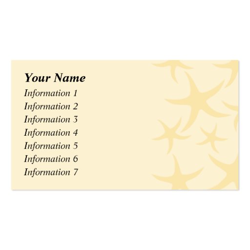 Starfish Pattern in Pastel Yellow. Business Card Templates (front side)