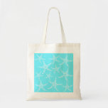 Starfish Pattern in Turquoise and White. Canvas Bags