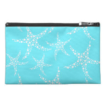 Starfish Pattern in Turquoise and White. Travel Accessories Bag