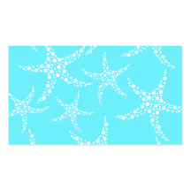 Starfish Pattern in Turquoise and White. Business Card
