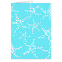 Starfish Pattern in Turquoise and White. Greeting Cards