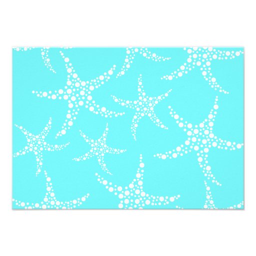 Starfish Pattern in Turquoise and White. Invitations