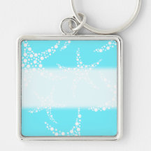 Starfish Pattern in Turquoise and White. Key Chain