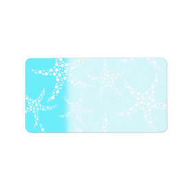 Starfish Pattern in Turquoise and White. Custom Address Label