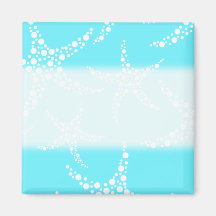 Starfish Pattern in Turquoise and White. Refrigerator Magnets