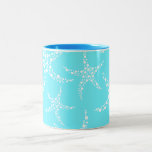 Starfish Pattern in Turquoise and White. Mug