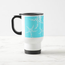 Starfish Pattern in Turquoise and White. Mug