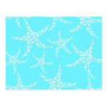 Starfish Pattern in Turquoise and White. Post Card
