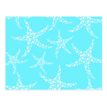 Starfish Pattern in Turquoise and White. Post Card