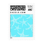 Starfish Pattern in Turquoise and White. Postage Stamps