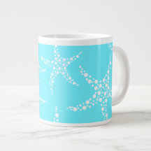 Starfish Pattern in Turquoise and White. Extra Large Mug