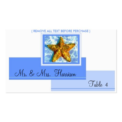 Starfish place cards business cards (front side)