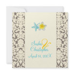 Starfish, plumeria + damask Wedding Invitations
