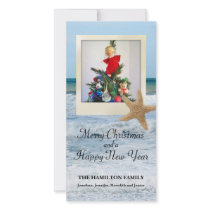 Starfish Polaroid Beach Christmas 1 Photo Card Template