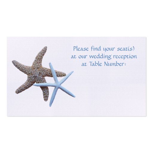 Starfish Reception Seating Enclosure Cards Business Card Templates (front side)